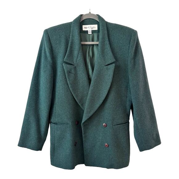 VTG Paul et Duffier Blazer Jacket double breasted wool blend forest green 12 - Picture 1 of 7